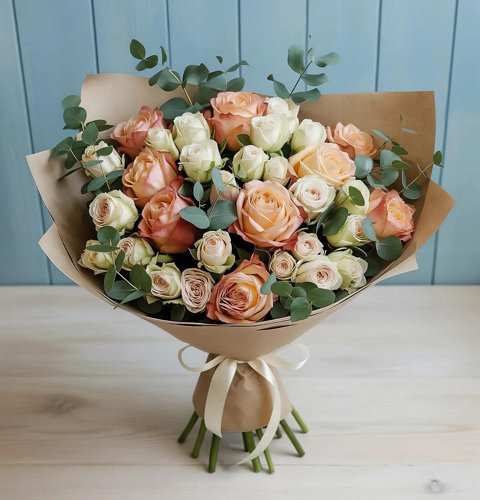 Букет цветов из: Альстромерии и Розы в Вахруши