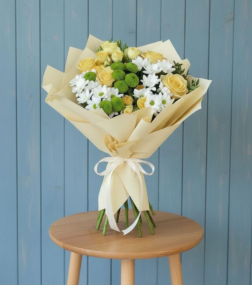Букет цветов из: Хризантемы и Розы в Вахруши