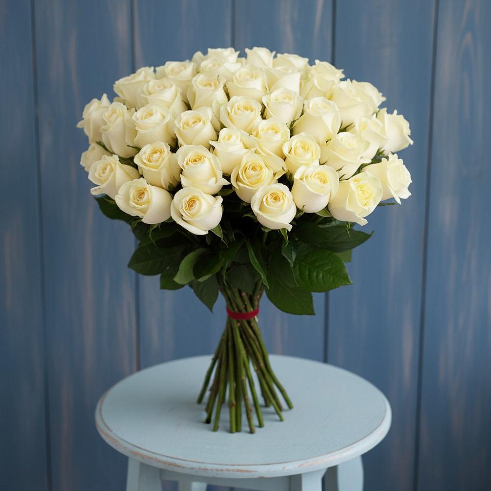 Букет 51 Белая роза Эдлесс Лав в Вахруши