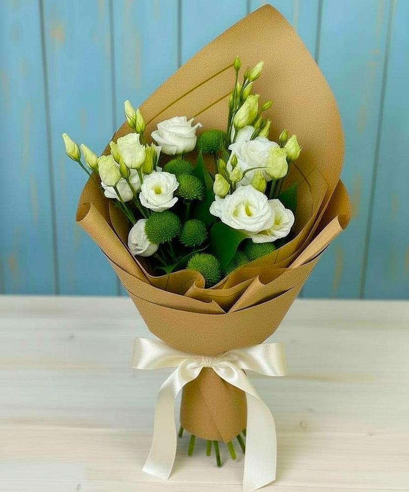 Букет цветов из: Хризантемы и Лизиантусы в Вахруши