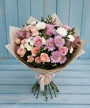 Букет цветов из:  Хризантемы, Розы и Альстромерии в Вахруши