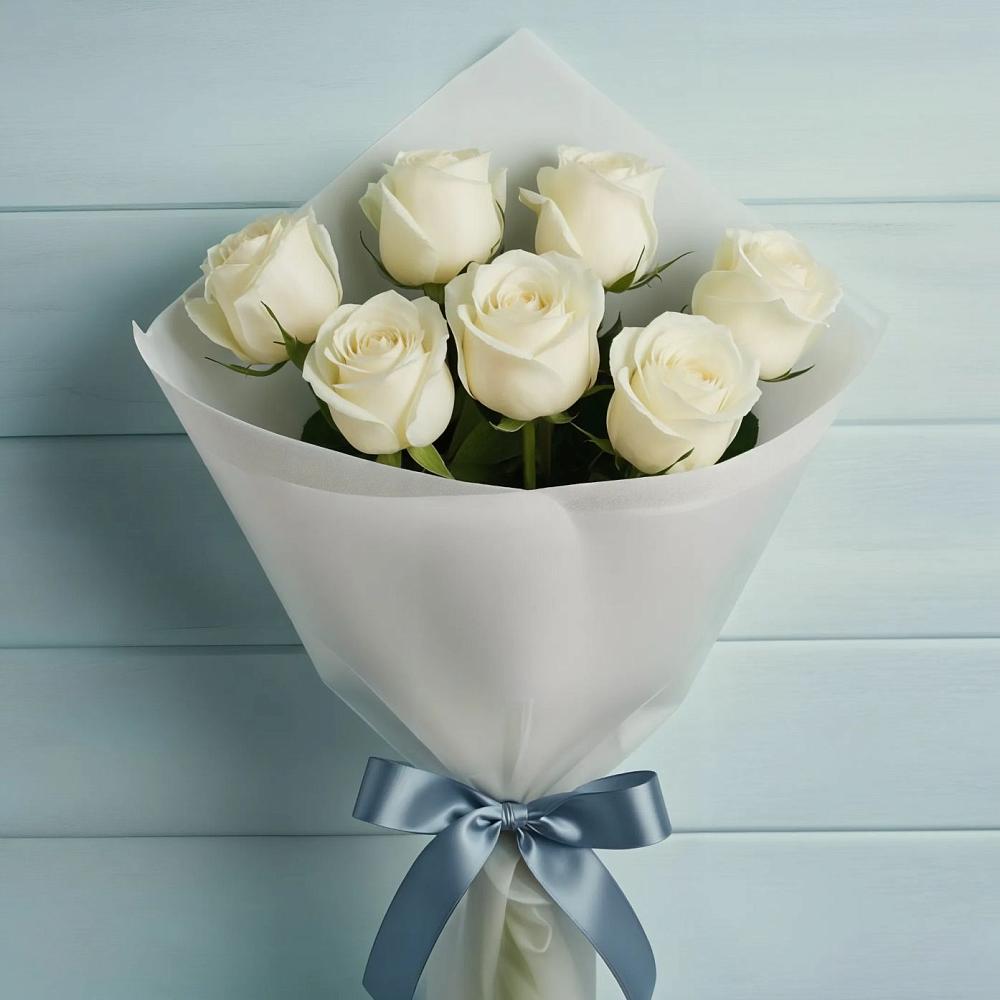 Букет 7 Белых роз Эдлесс Лав в Вахруши
